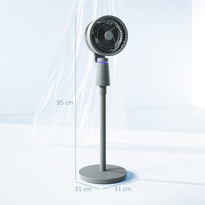 HOMCOM Pedestal Air Circulation Fan with Oscillating, Light Off, Grey 