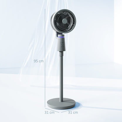 HOMCOM Pedestal Air Circulation Fan with Oscillating, Light Off, Grey 