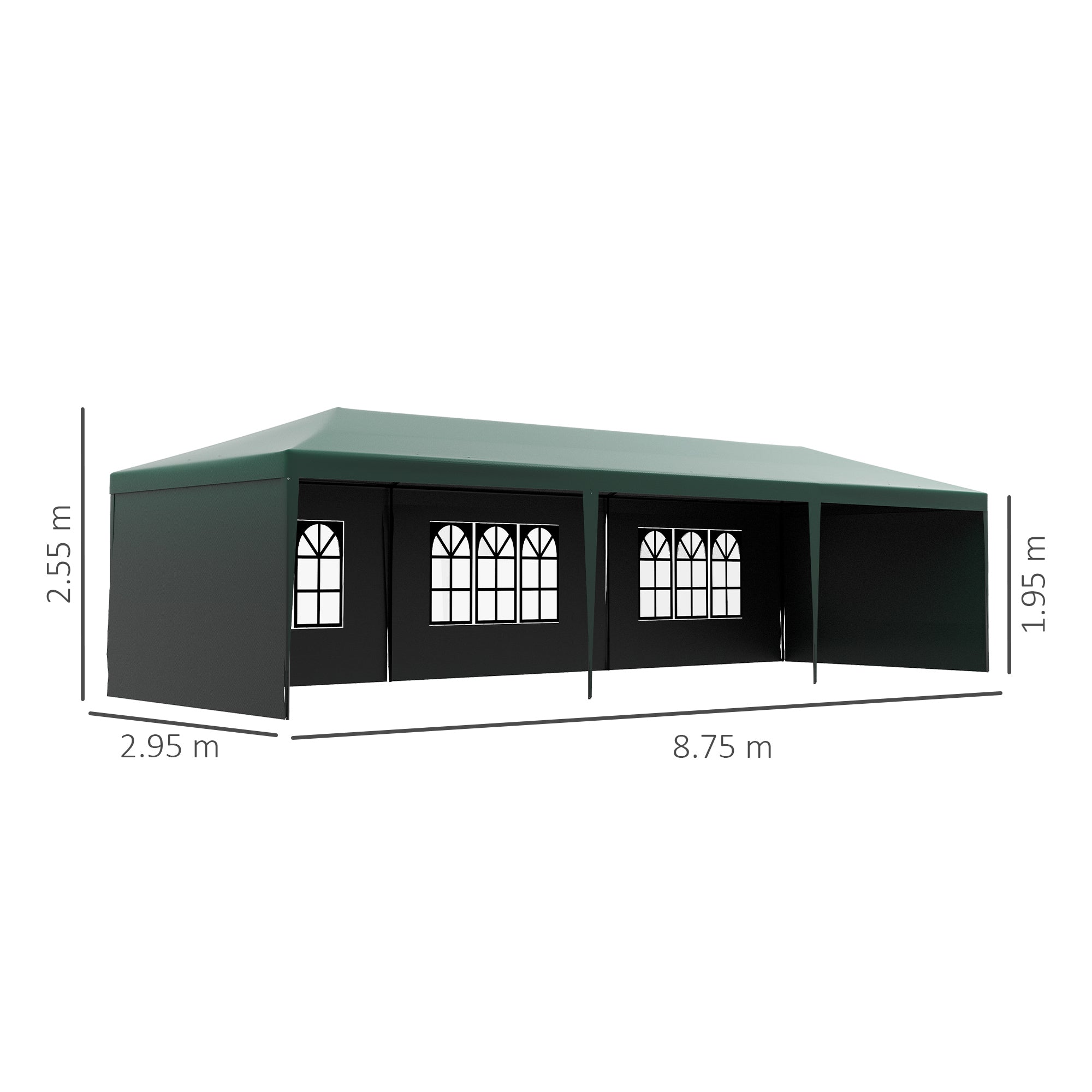 Outsunny Garden Gazebo Marquee Party Wedding Tent Canopy (9m x 3m) - Green 