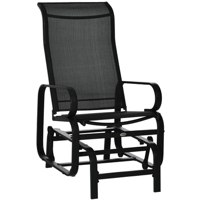 Outsunny Outdoor Gliding Rocking Chair with Sturdy Metal Frame Garden Comfortable Swing Chair, Black 