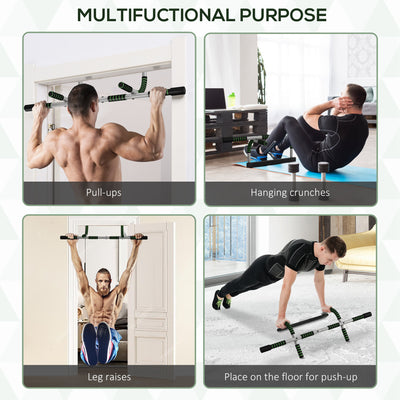 HOMCOM Pull-Up Bar for Doorway, Home Fitness Door Horizontal Push up Bar for Indoor Gym Upper Body Workout, Green 