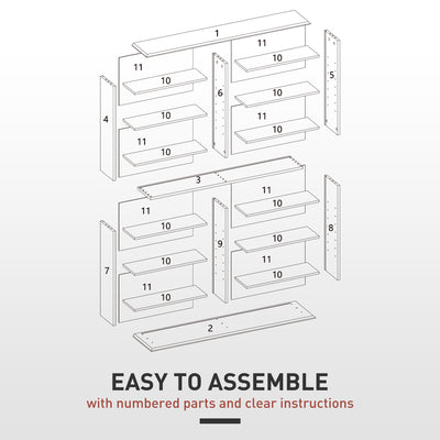 HOMCOM 16-Compartment Media Shelf - Black 