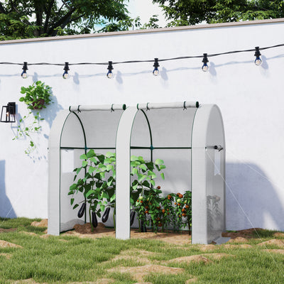Outsunny 94 x 185cm Mini Two-Room Greenhouse - White 