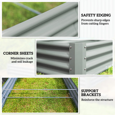 Outsunny 240 x 120cm Galvanised Steel Open Planter - Silver 
