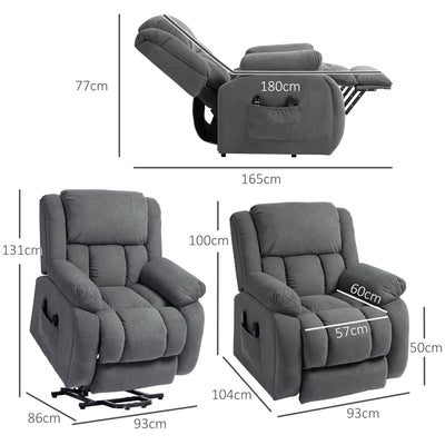 HOMCOM Recliner Armchair Lift Chair, Electric Recliner Chair with Vibration Massage and Heat, Wide Seat, USB Port, Grey 