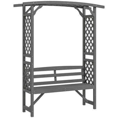 Outsunny Garden Bench, Wooden Garden Arbour with Seat for Vines/Climbing Plants, Grey 