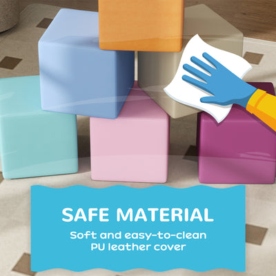 HOMCOM 12 PCs Soft Play Blocks, Soft Foam Toy, Building and Stacking Blocks for Kids, Blue 