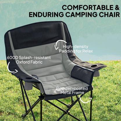 Outsunny Portable Padded Camping Chair, with Bag - Black/Grey 