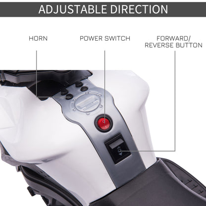 HOMCOM Kids Electric Motorbike 6V Ride on Motorcycle Vehicle w/ Lights Horn Sounds for 1.5-4 Years Old White 