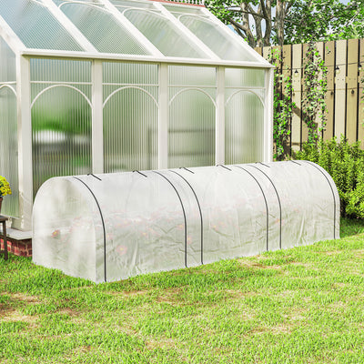 Outsunny 295 x 100 cm Low Tunnel Greenhouse - White