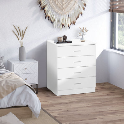 HOMCOM Chest of Drawers, 4 Drawers Storage Cabinet with Metal Rails, Anti-Tip for Playroom, Nursery Room, Hallway, etc 