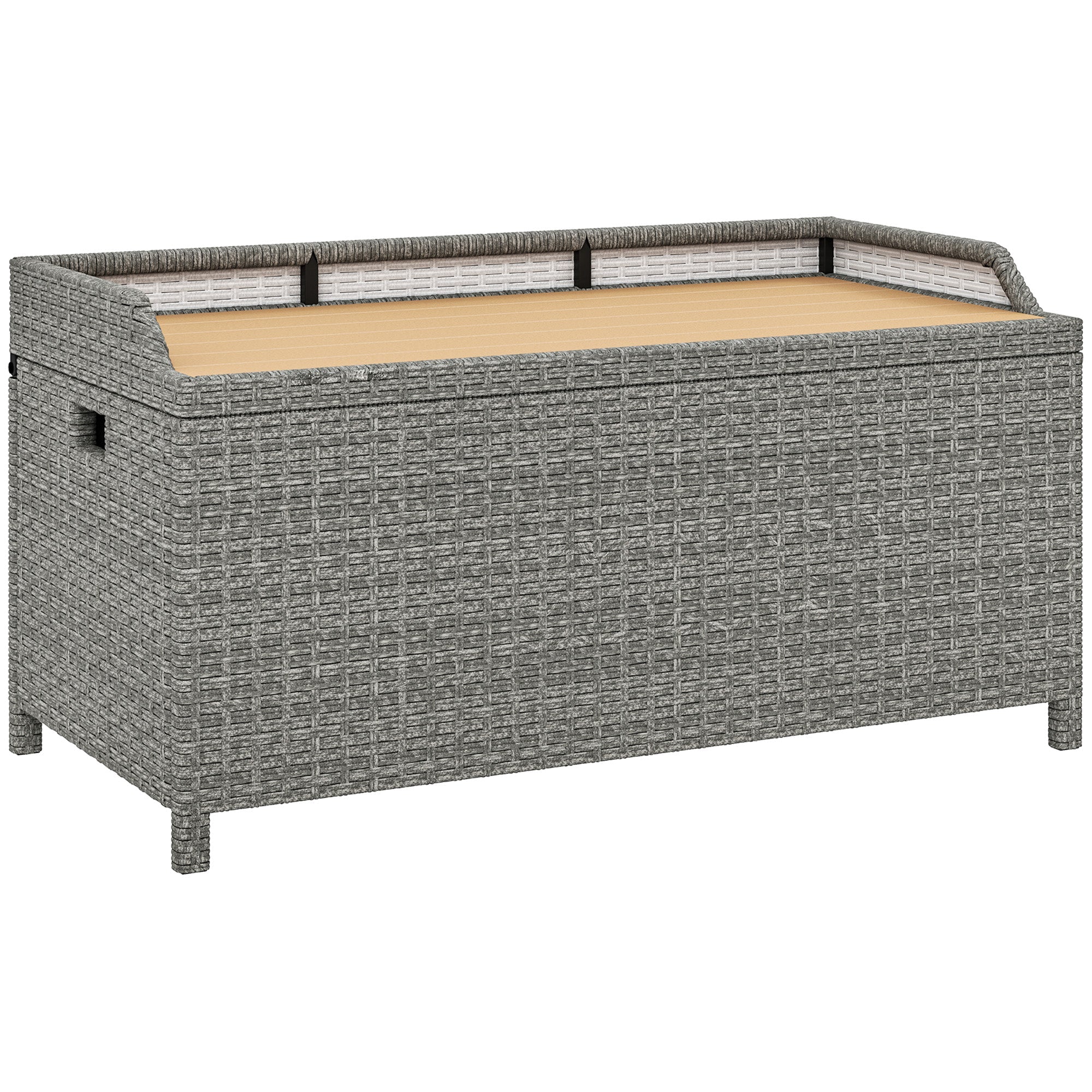 Outsunny 130 L Rattan Garden Storage Box, with Seat - Grey 