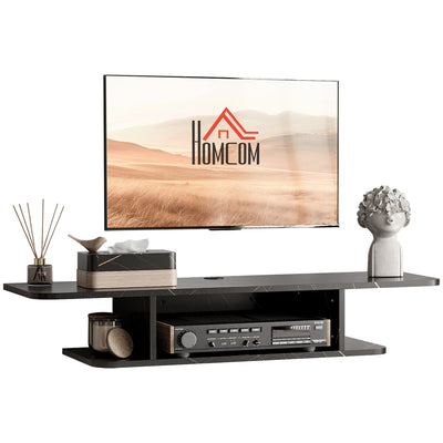 HOMCOM Floating TV Unit Stand for TVs up to 40", Wall Mounted Media Console with Storage Shelf, Entertainment Center, Black 