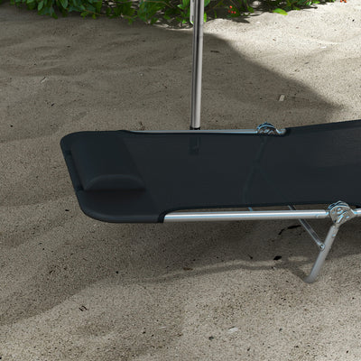 Outsunny Set of Two Steel Frame Sun Loungers, with Reclining Backs - Black 