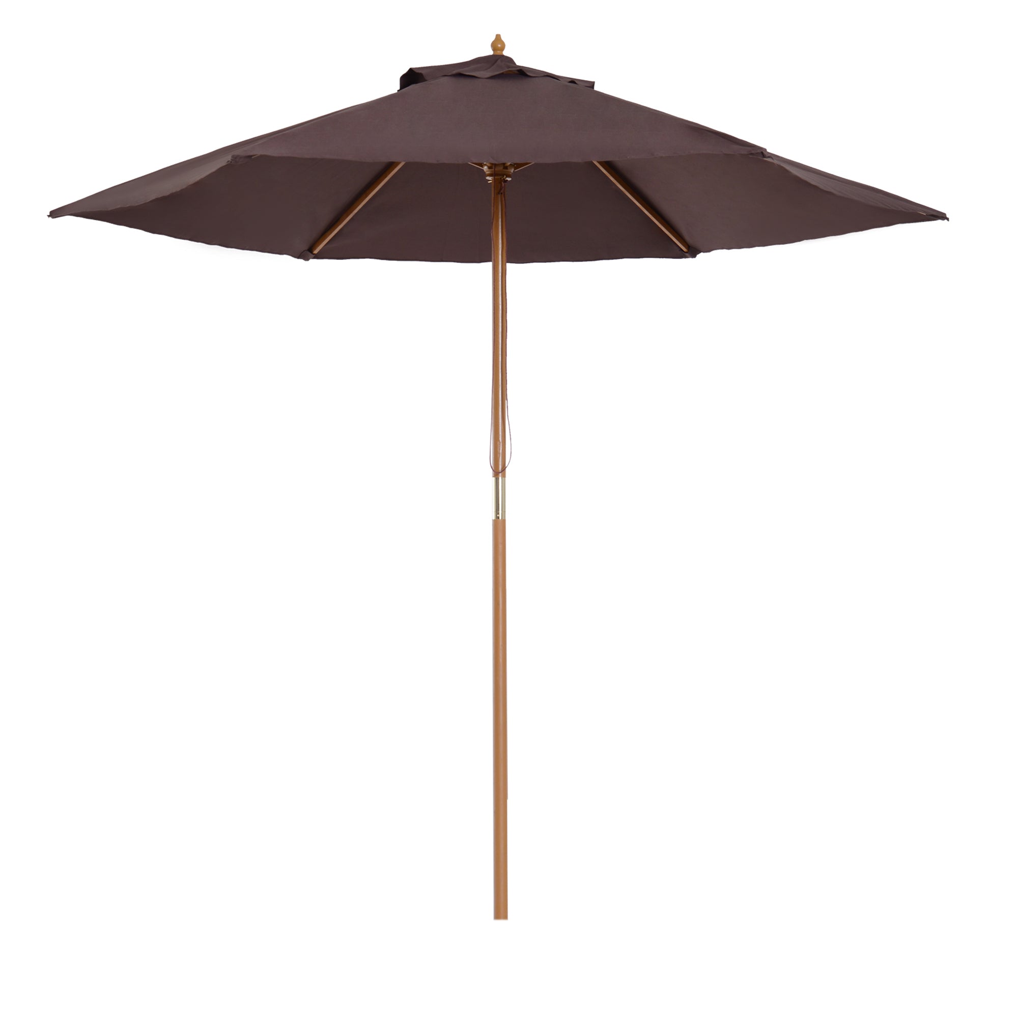 Outsunny 2.5m Wood Garden Parasol Sun Shade Patio Outdoor Wooden Umbrella Canopy Coffee 