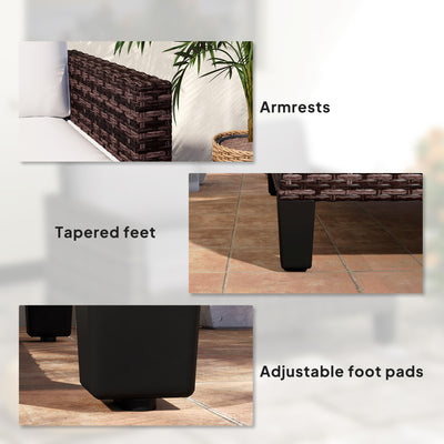 Outsunny Two-Seater Rattan Outdoor Sofa - Brown 