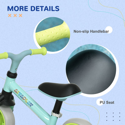 AIYAPLAY 8" Balance Bike, Lightweight Training Bike for Children, with Adjustable Seat, EVA Wheels, Easy installation - Green 