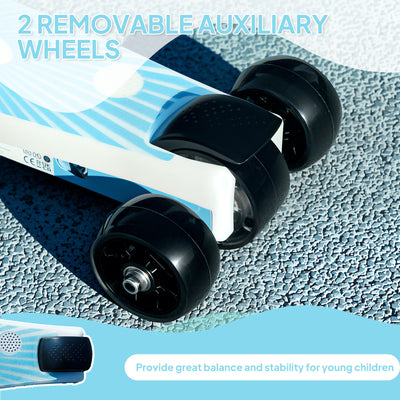 AIYAPLAY Electric Scooter for Kids Ages 4-7, with Auxiliary Rear Wheels, Flashing LED Light and Electric Brake, Kids Electric Scooter for Boys Girls, 6 KM/H & 8 KM, Blue 