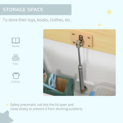 HOMCOM 2 In 1 Wooden Toy Box, Seat Storage Bench, Storage Chest Cabinet Organiser, with Safety Pneumatic Rod 