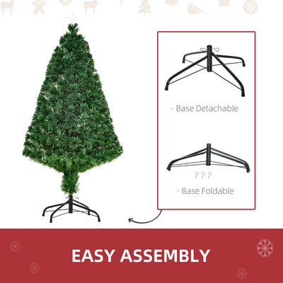 HOMCOM 4FT Pre-Lit Fibre Optic Artificial Christmas Tree Holiday Xmas Décor with Tree Topper Multi-Colour 