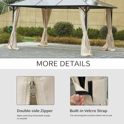 Outsunny Replacement Gazebo Curtains, 4-Panel Gazebo Side Panels Only, for 3 x 3 (M) Gazebos or Pergolas, Hooks/C-Rings Included, Beige 