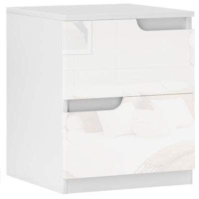 HOMCOM High Gloss Bedside Table - White 