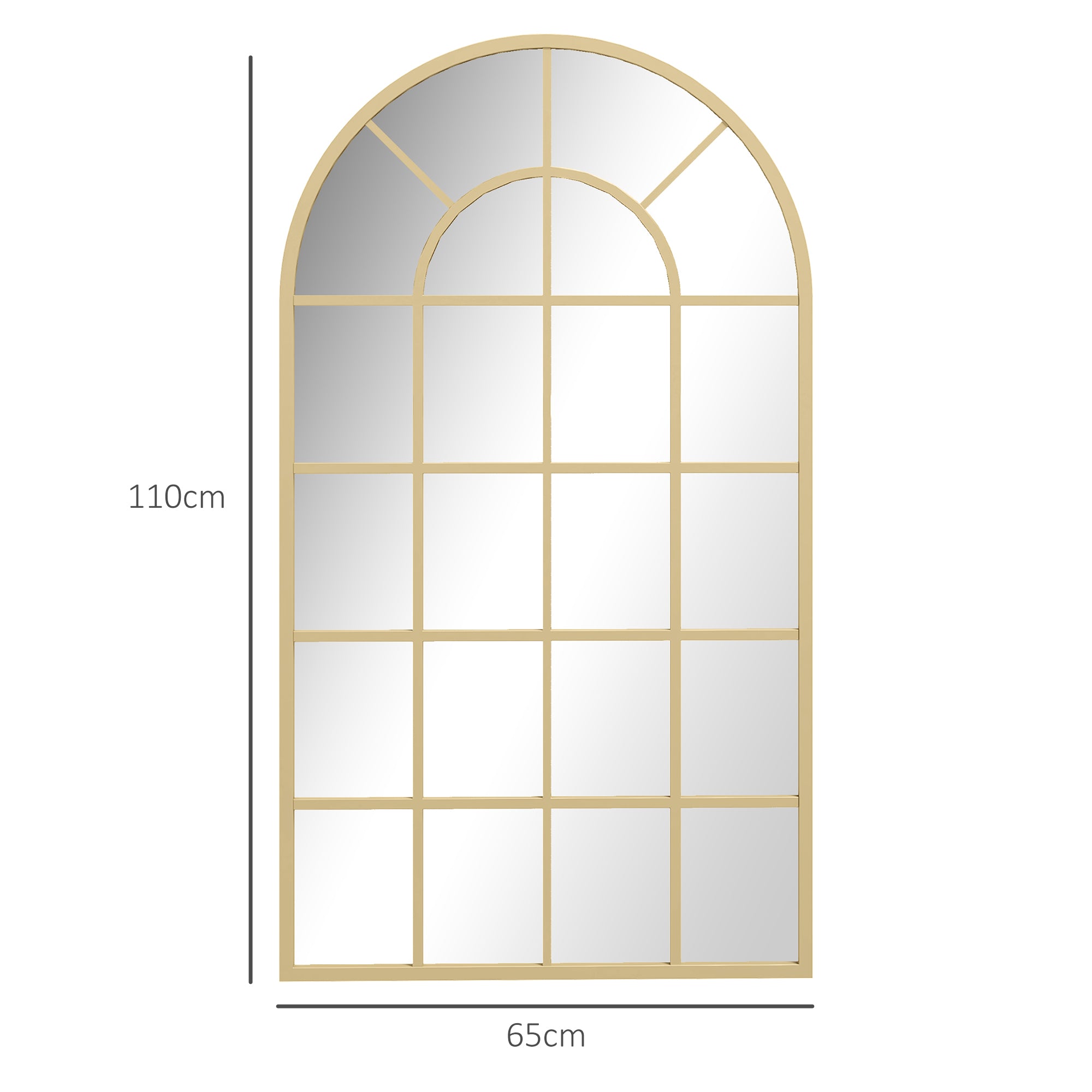 HOMCOM 110 x 65 cm Arched Decorative Wall Mirror for Bedroom Living Room, Modern Window Bathroom Mirror for Home Decor 