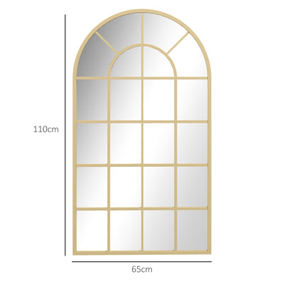HOMCOM 110 x 65 cm Arched Decorative Wall Mirror for Bedroom Living Room, Modern Window Bathroom Mirror for Home Decor 