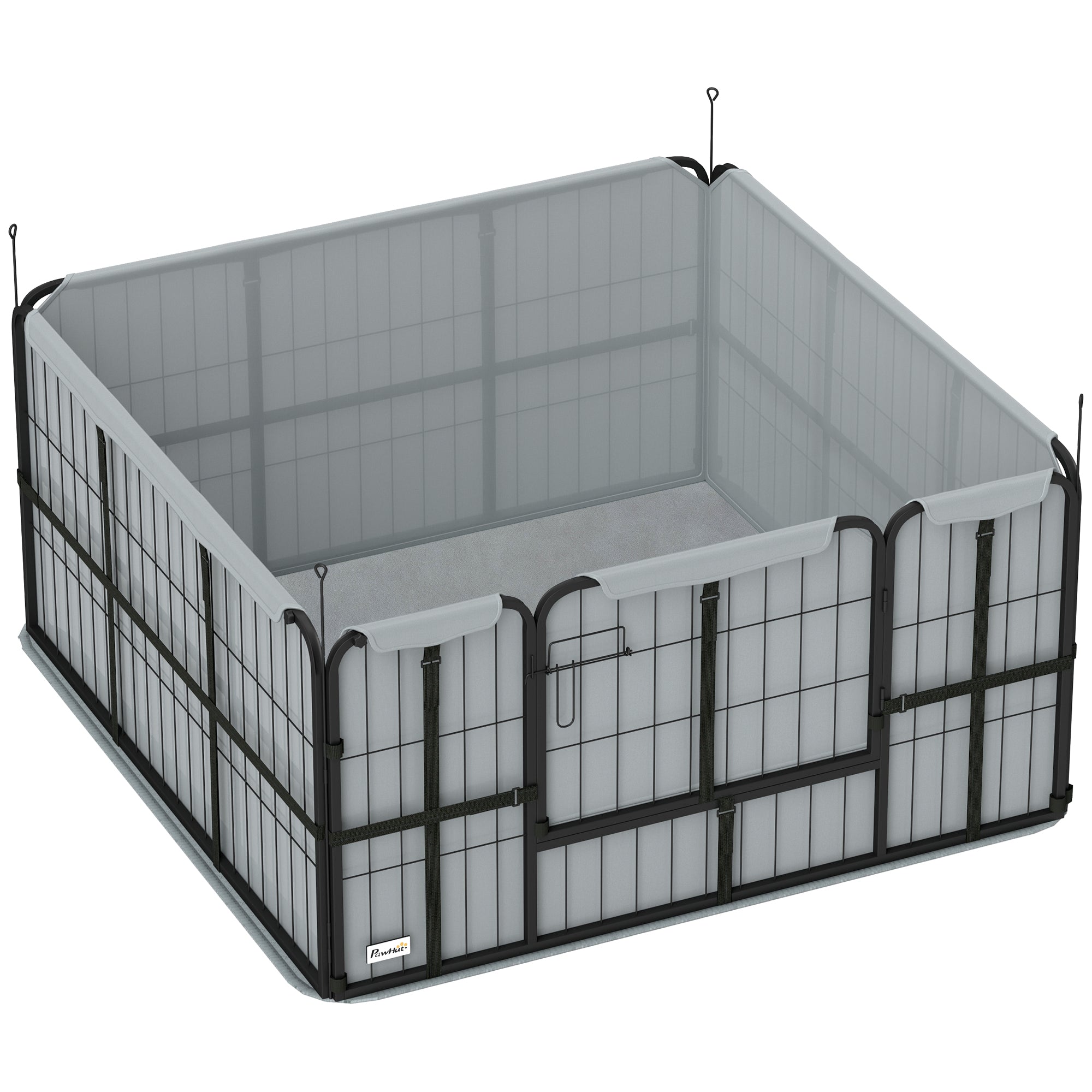 PawHut Steel Dog Whelping Box with Washable Whelping Pad, Wind-Resistant Cloth, for Small, Medium Dogs, 122 x 122 x 60cm 