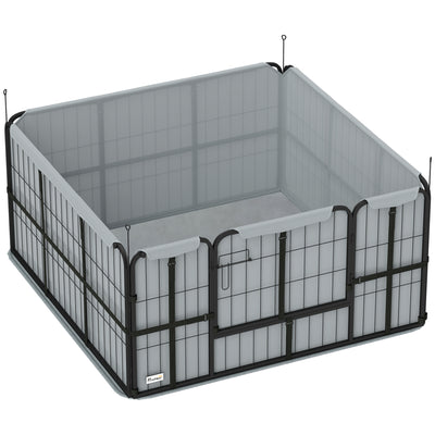PawHut Steel Dog Whelping Box with Washable Whelping Pad, Wind-Resistant Cloth, for Small, Medium Dogs, 122 x 122 x 60cm 