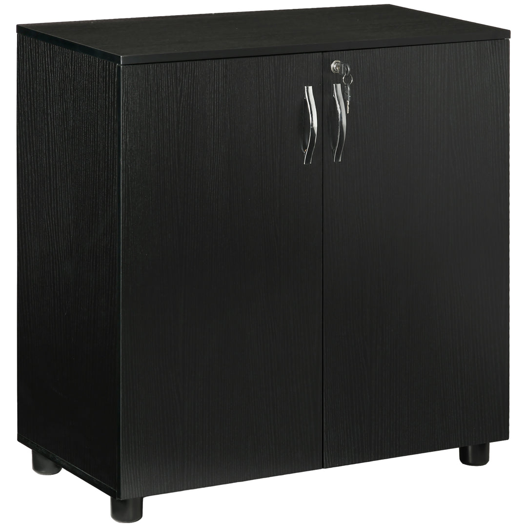 Vinsetto Two-Tier Locking Office Storage Cabinet - Black 