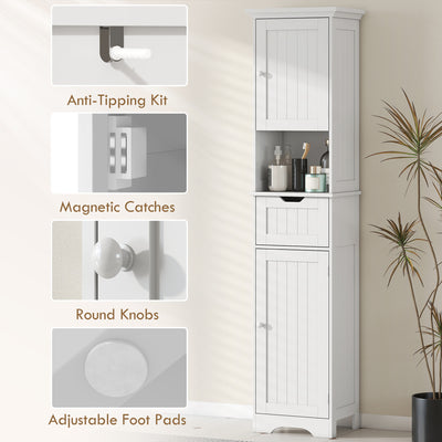 HOMCOM Slim Bathroom Storage Cabinet, with Sensor Lights - White 