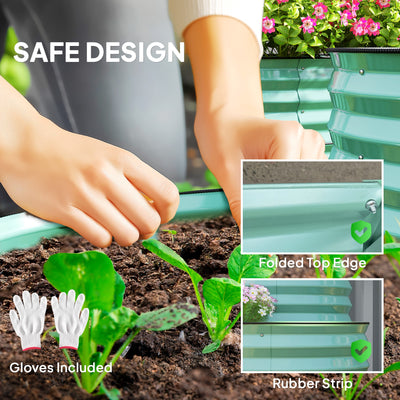 Outsunny Two-Tier Galvanised Steel Garden Planter - Dark Green 