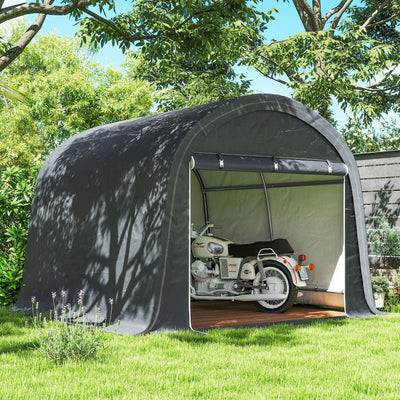 Outsunny 3 x 3(m) Garden Storage Tent, Heavy Duty Outdoor Shed, Waterproof Portable Shed Storage Shelter with Galvanised Steel Frame for Bike, Motorcycle, Garden Tools, Grey 