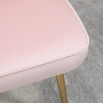 HOMCOM Shell Dining Chairs Set of 2, Upholstered Kitchen Chairs with Gold Metal Legs and Backrest, Velvet Fabric Lounge Leisure Chairs for Living Room, Reception Room, Pink 