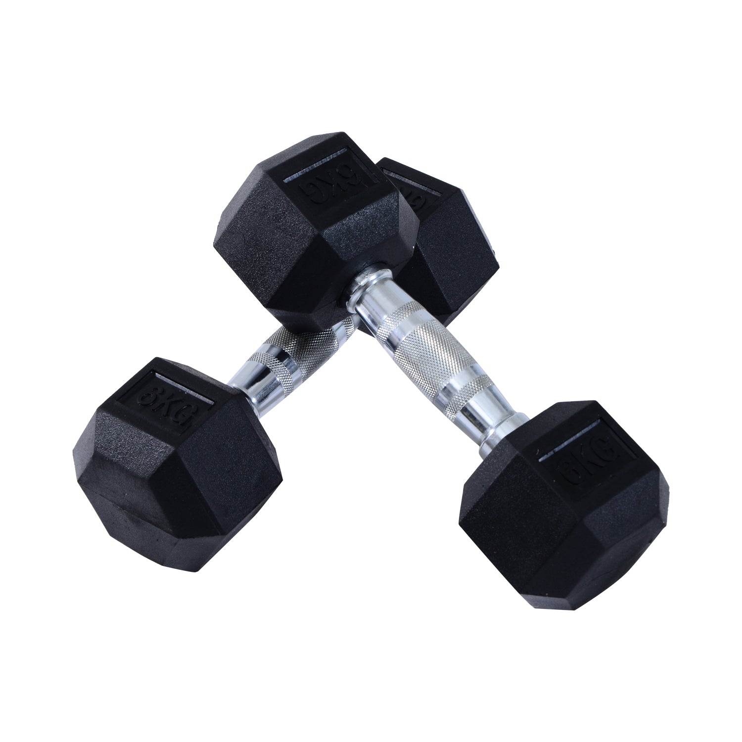 HOMCOM 2x6kg Hex Dumbbells Set Rubber Dumbbells Weight Lifting Equipment Fitness Home Gym 