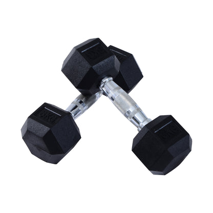 HOMCOM 2x6kg Hex Dumbbells Set Rubber Dumbbells Weight Lifting Equipment Fitness Home Gym 
