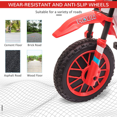 HOMCOM 12V Kids Electric Motorcycle Ride-On, with Training Wheels, for Ages 3-6 Years - Red 