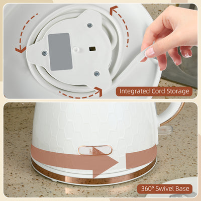 HOMCOM 3kW Rapid Boil Honeycomb Kettle - Cream 
