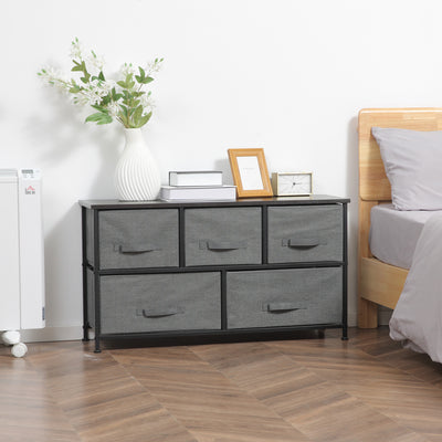 HOMCOM Chest of Five Fabric Drawers - Grey 