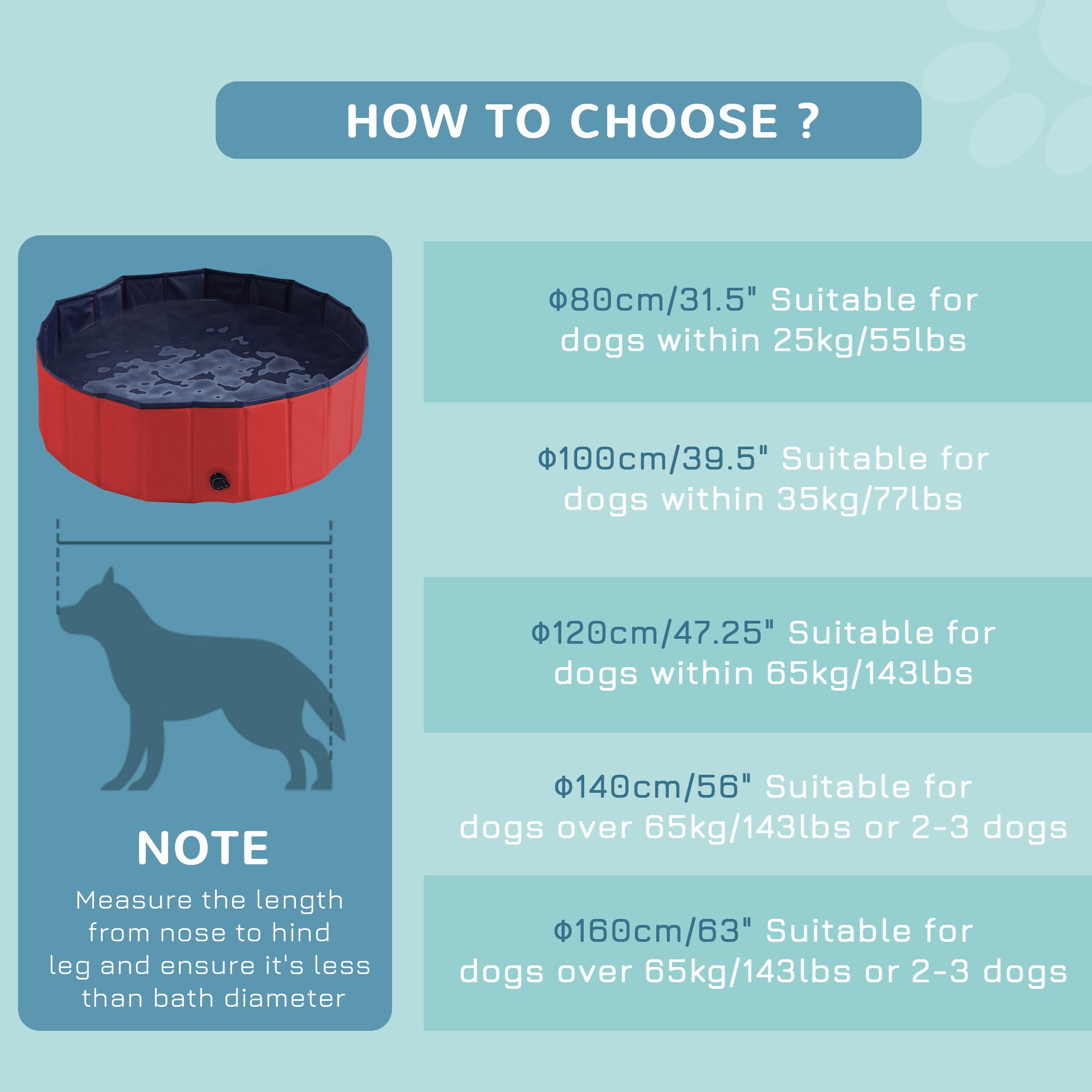 PawHut Foldable Dog Paddling Pool Pet Cat Swimming Pool Indoor/ Outdoor Collapsible Summer Bathing Tub Shower Tub Puppy Washer, Φ 100 x 30H cm, Red 