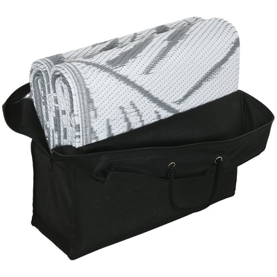 Outsunny Plastic Straw Reversible RV Outdoor Rug with Carry Bag, 182 x 274cm, Grey and White 