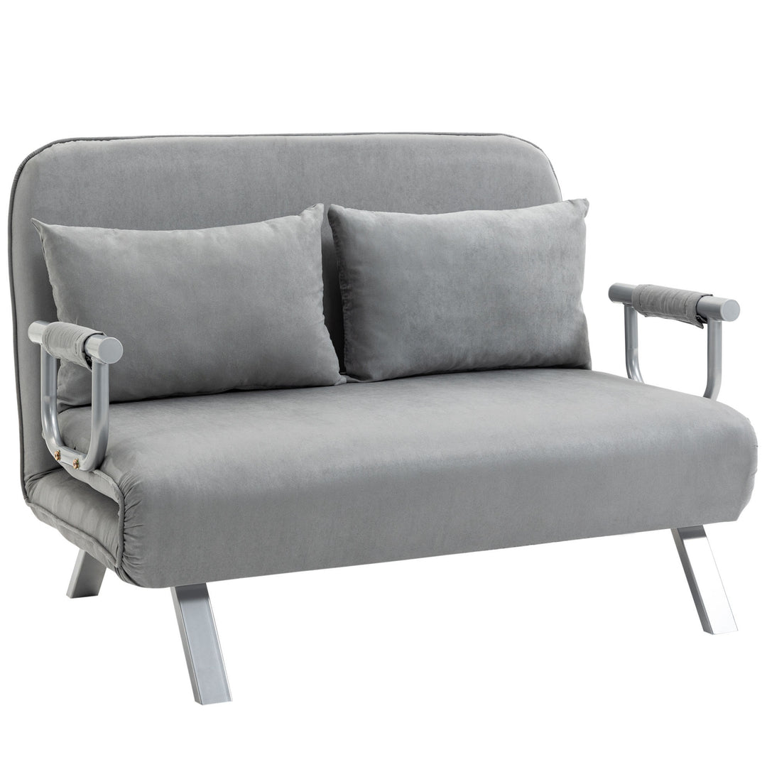 HOMCOM Two-Seater Click-Clack Sofa Bed - Light Grey 