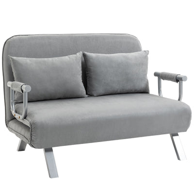 HOMCOM Two-Seater Click-Clack Sofa Bed - Light Grey 