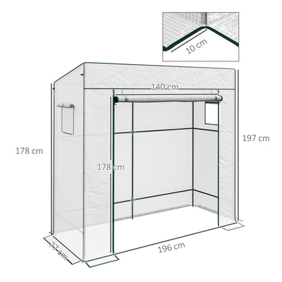 Outsunny PE Cover Walk-in Outdoor Greenhouse, White 
