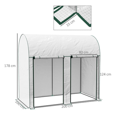 Outsunny 200 x 100cm Walk-In Greenhouse, with Zipped Doors - White 