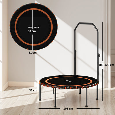 SPORTNOW 40" Foldable Fitness Trampoline Rebounder with Handle, Orange 