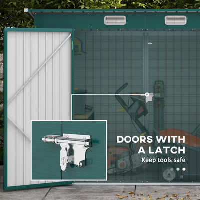 Outsunny 3.7 x 7.9ft Galvanised Steel Shed, with Latched Door and Padlock - Green 