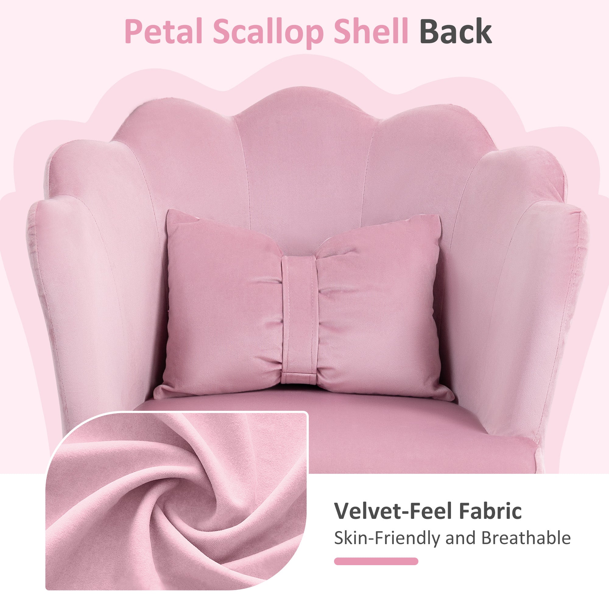 HOMCOM Velvet-Feel Petal Back Office Chair - Pink 