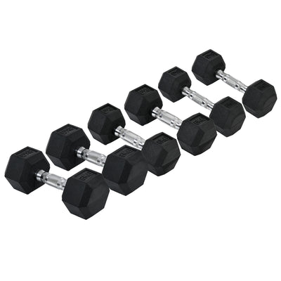 HOMCOM Rubber Dumbbell Set Sports Hex Weight Sets Home Gym Fitness Lift Strength Training Exercise 2 x 5kg, 2 x 6kg, 2 x 8kg 